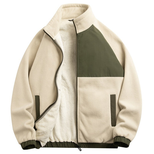 Polar Fleece Jacket Fleece-lined Padded Cardigan Sweater Double-sided Velvet Coat