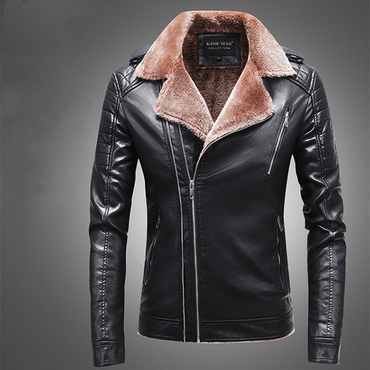 Fur Coat Korean Style Lapel Motorcycle Jacket Casual Men's Clothing
