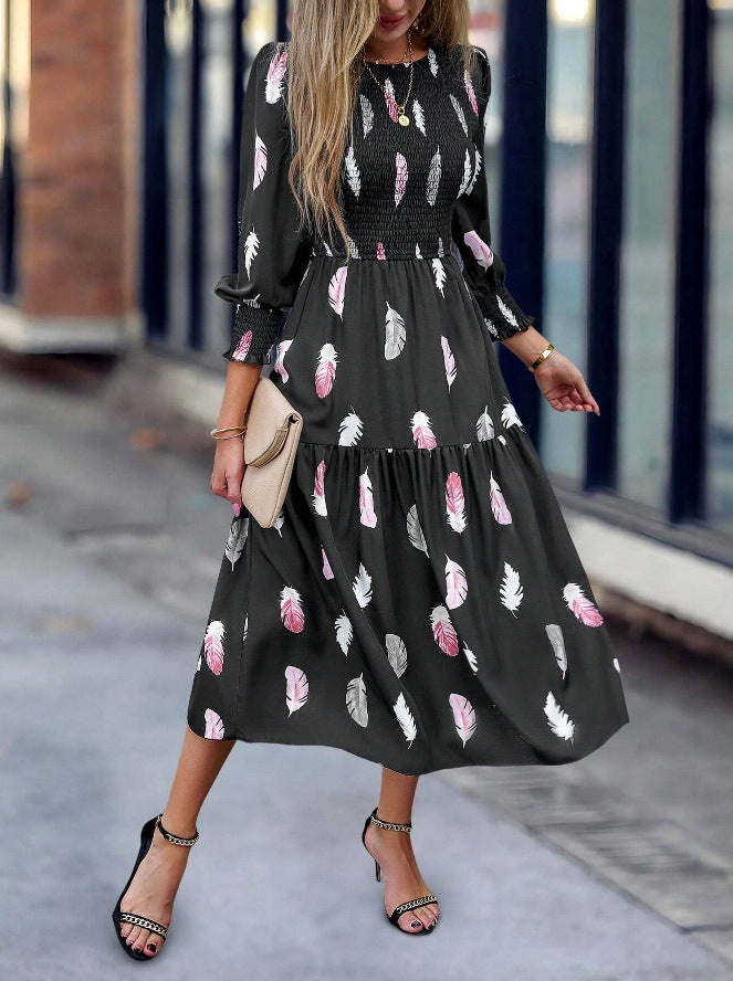 Women's Printed Wear Long Sleeve Dress