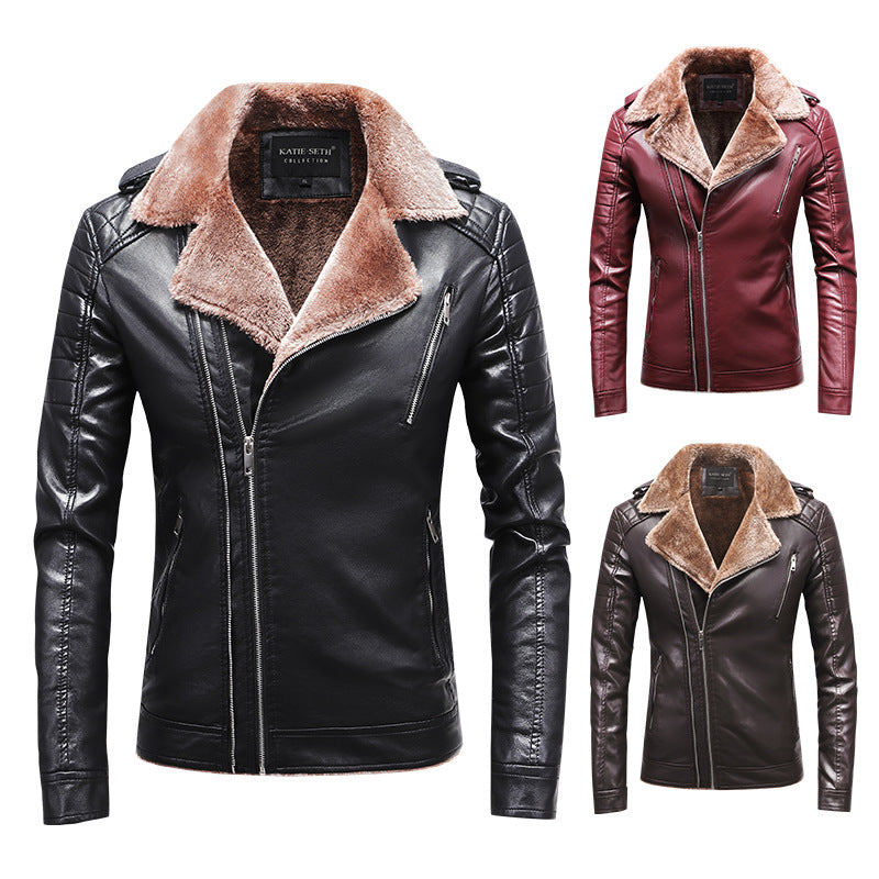 Fur Coat Korean Style Lapel Motorcycle Jacket Casual Men's Clothing