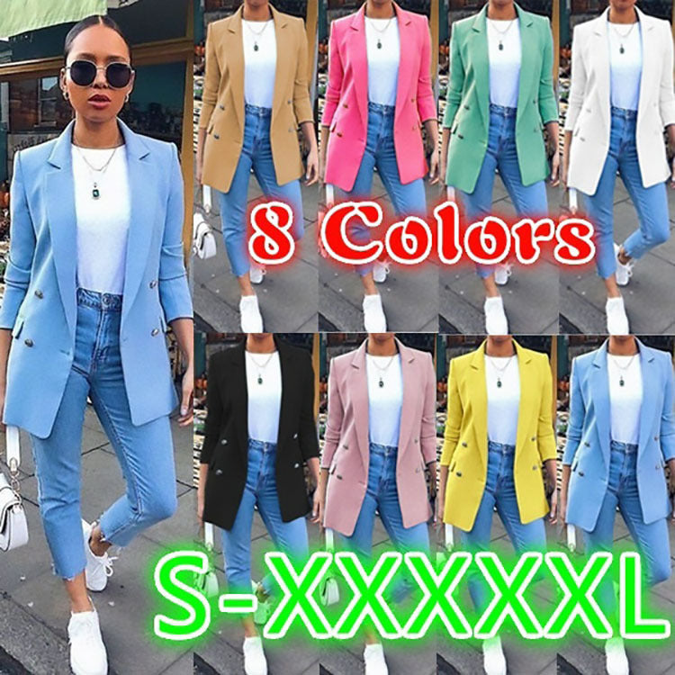 Fashion Lapel cardigan medium length temperament suit coat woman