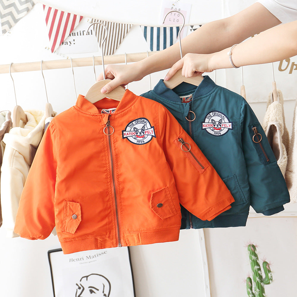 Children's Clothing, Boys, Children's Embroidered Puppy Zipper Coat