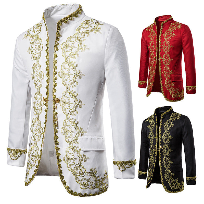 Men's European Style Gold Inlaid Dress Stage Performance Clothing