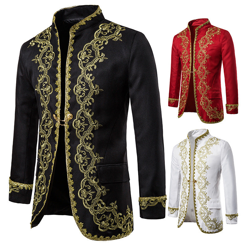 Men's European Style Gold Inlaid Dress Stage Performance Clothing