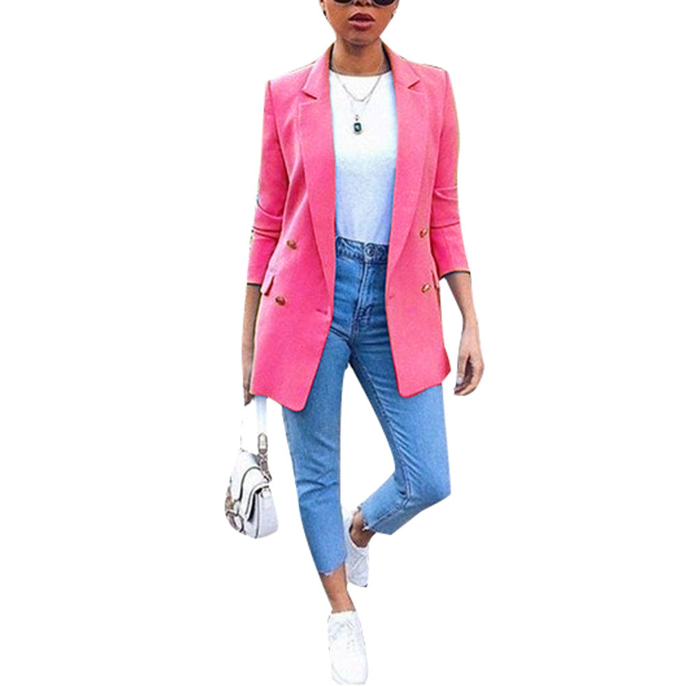 Fashion Lapel cardigan medium length temperament suit coat woman