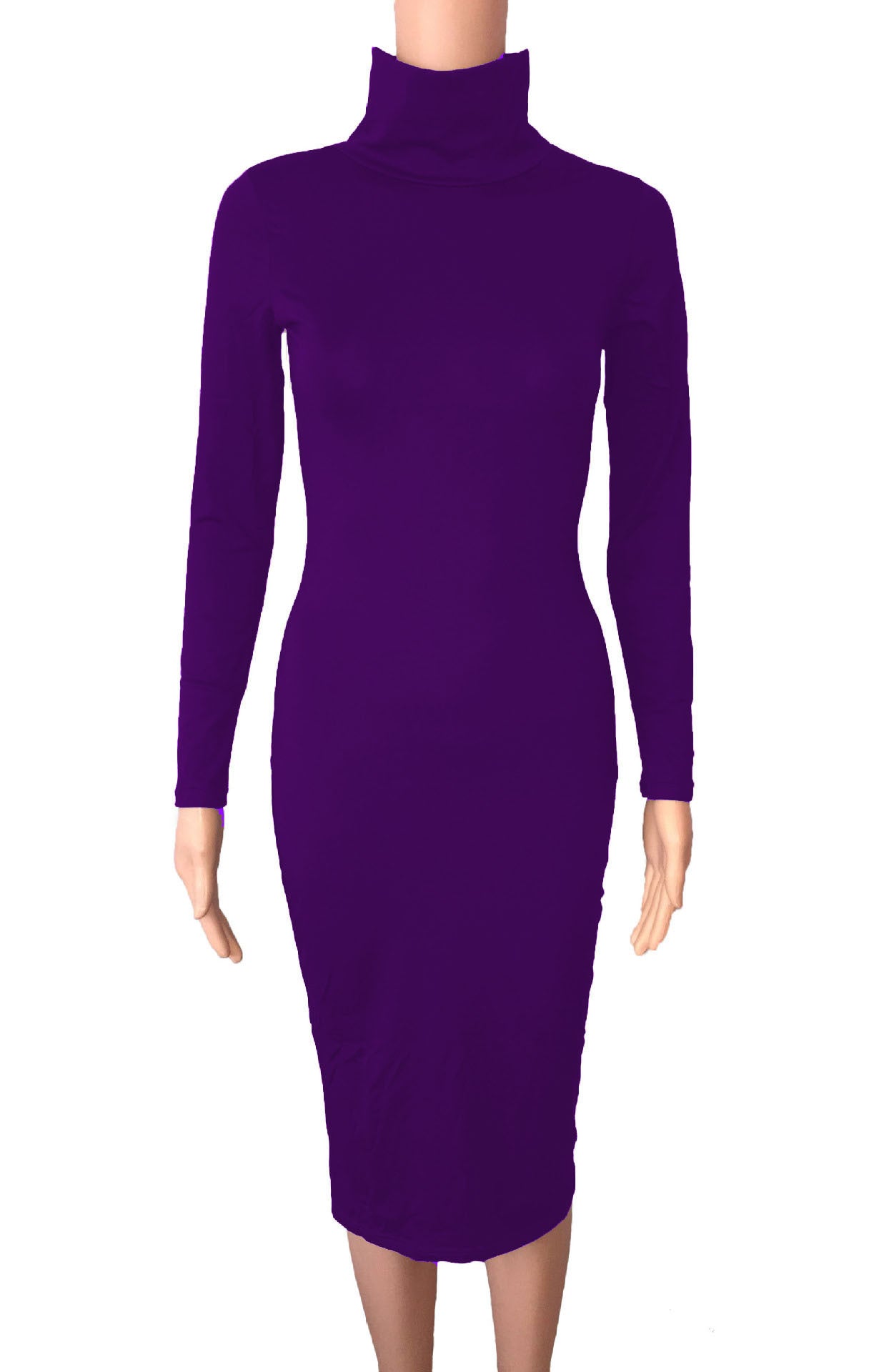 Long Sleeve Women's Nightclub Solid Color Dress