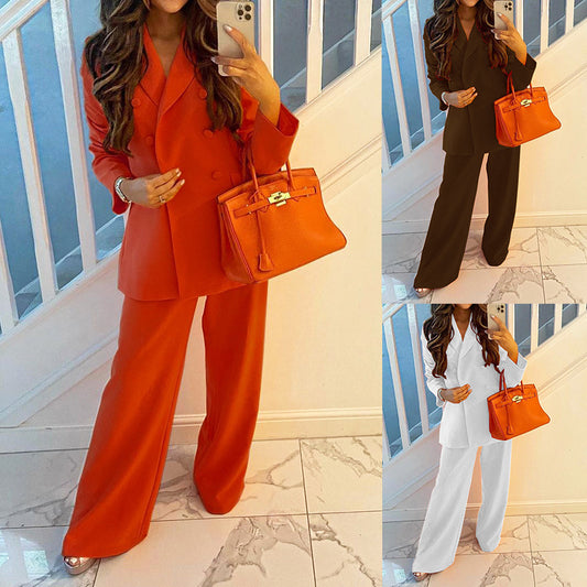 Women's Fashionable Jacket Wide-leg Pants Suit