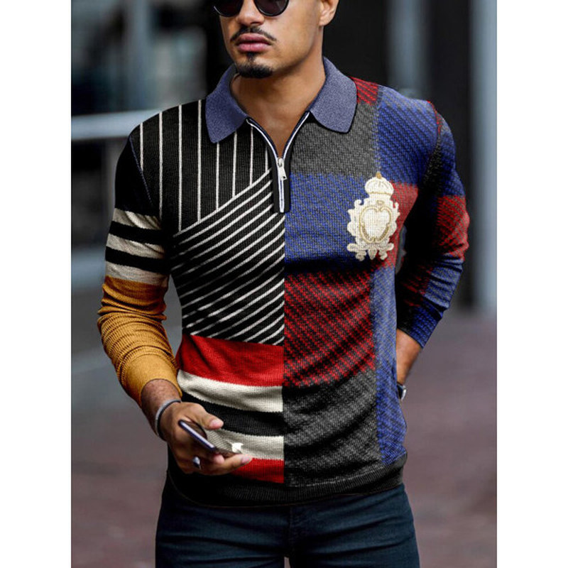 Long Sleeve Men's Casual Polo Shirt Top Men's Clothing