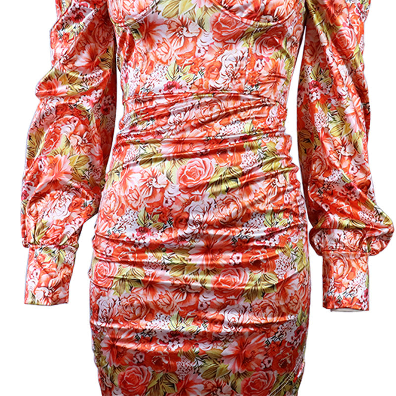 Women's Long-sleeved Printed Dress