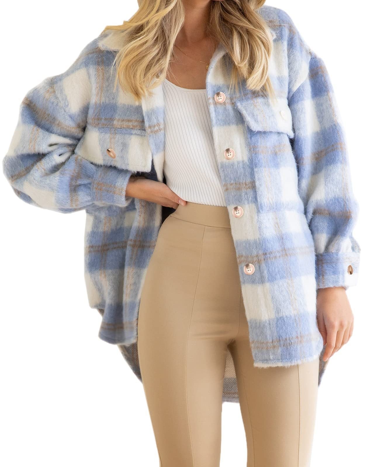 Women's Fashion Plaid Coarse Wool Coat