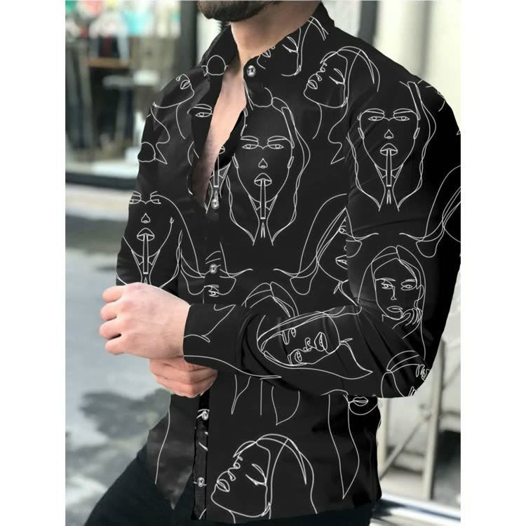 Men's Clothing Print Long Sleeve Men's Shirt