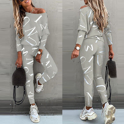 Women's Letter Printing Long-sleeve Suit