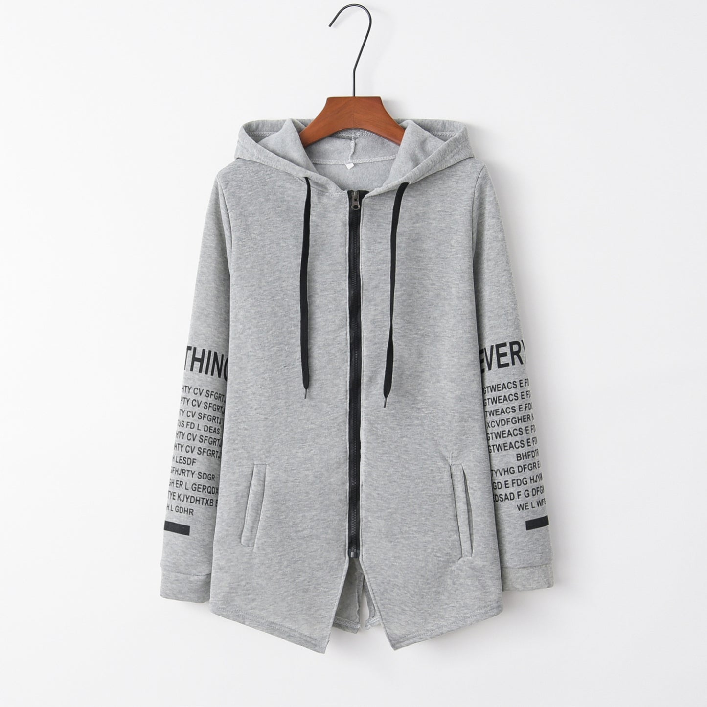 Women's Fashion Casual Graffiti Letter Print Zipper Hooded Sweater