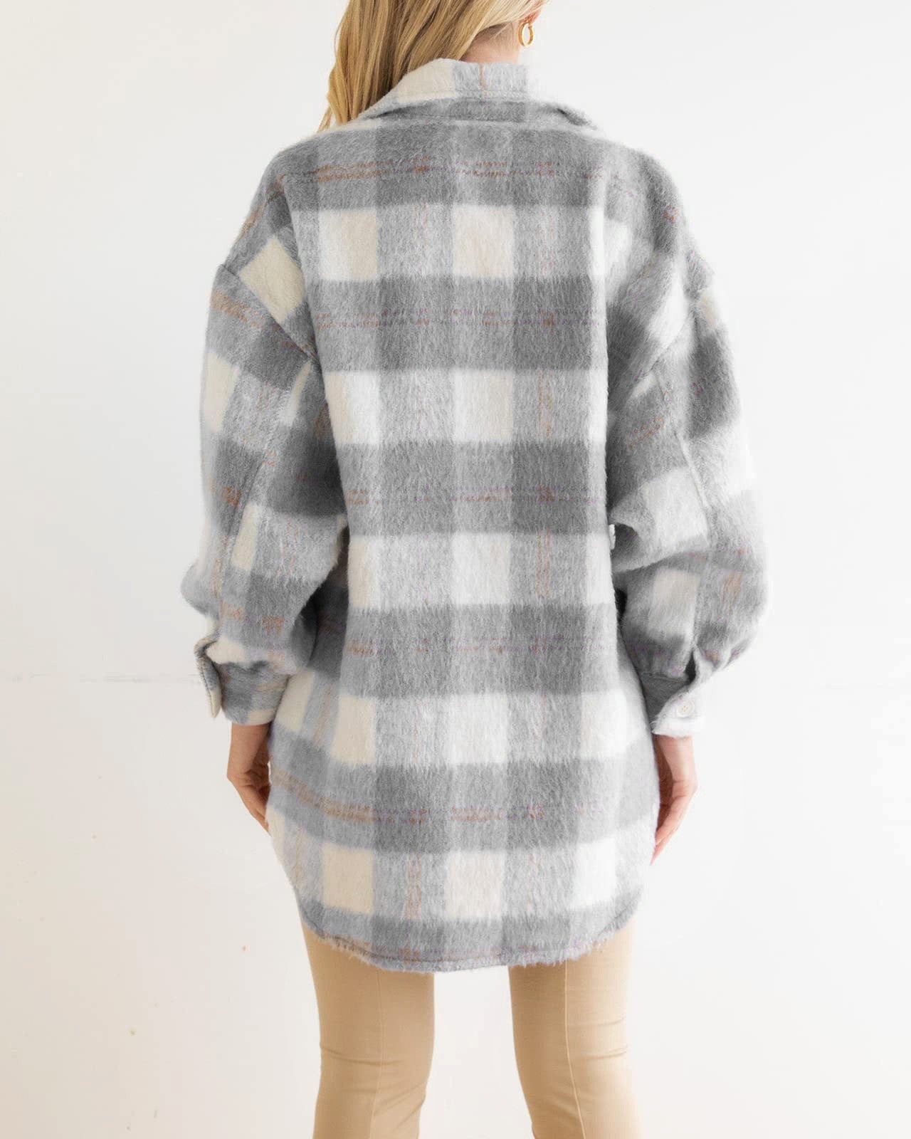 Women's Fashion Plaid Coarse Wool Coat