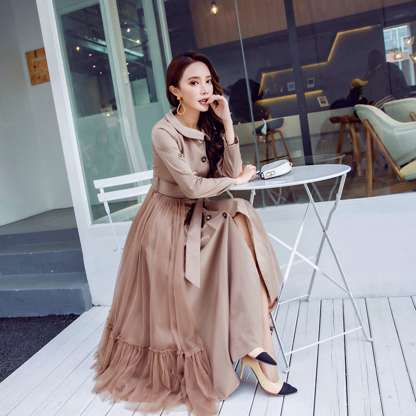 Art Retro Long Dress Minimalist Slim Fit Coat