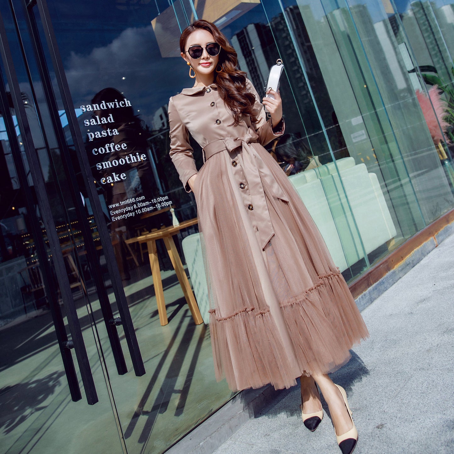 Art Retro Long Dress Minimalist Slim Fit Coat