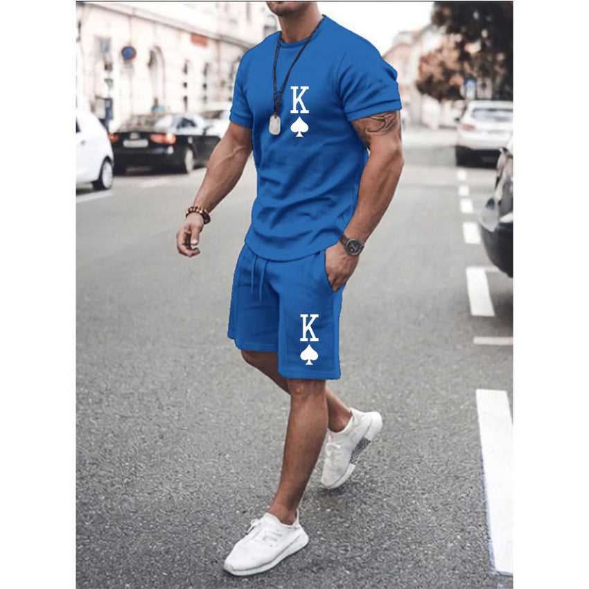 European And American Spring And Summer Men's Clothing Slim Fashion Casual Printing Suit