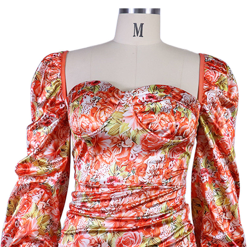 Women's Long-sleeved Printed Dress