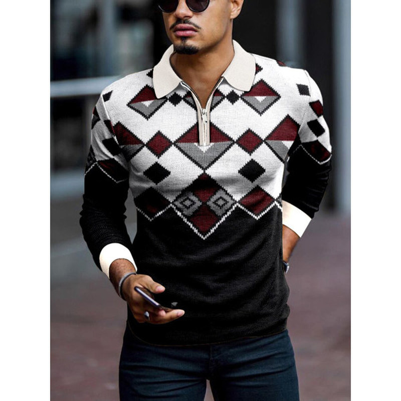 Long Sleeve Men's Casual Polo Shirt Top Men's Clothing